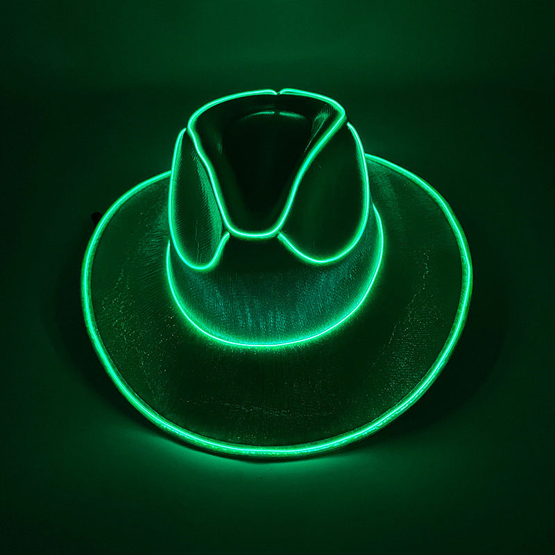 Halloween Carnival Party LED Wireless Fluorescent Colorful Cowboy Flashing Hat