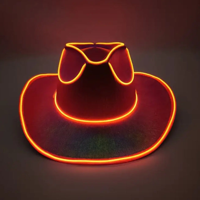 Halloween Carnival Party LED Wireless Fluorescent Colorful Cowboy Flashing Hat