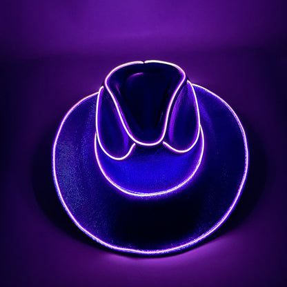 Halloween Carnival Party LED Wireless Fluorescent Colorful Cowboy Flashing Hat