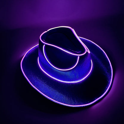 Halloween Carnival Party LED Wireless Fluorescent Colorful Cowboy Flashing Hat